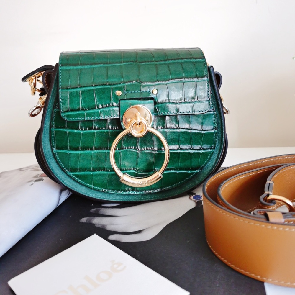 Chloe Small Tess Croc-Embossed Leather Bag - Picture 1 of 6